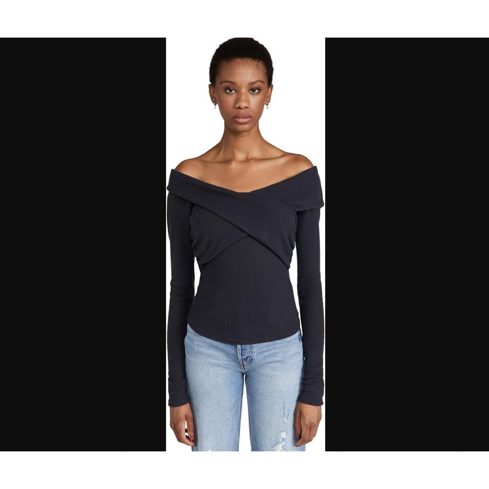 Free People Marley Off-the-Shoulder Rib Top – Size L – Poppy Seed